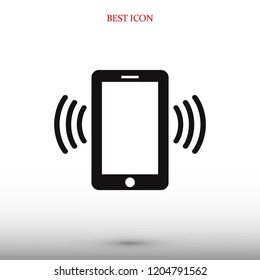 mobile smartphone icon, stock vector illustration flat design style