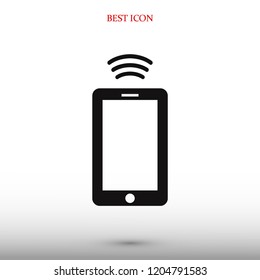 mobile smartphone icon, stock vector illustration flat design style