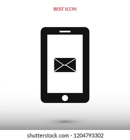 mobile smartphone icon, stock vector illustration flat design style