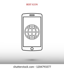 mobile smartphone icon, stock vector illustration flat design style