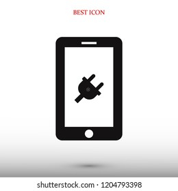 mobile smartphone icon, stock vector illustration flat design style