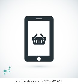 mobile smartphone icon, stock vector illustration flat design style