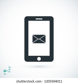 mobile smartphone icon, stock vector illustration flat design style