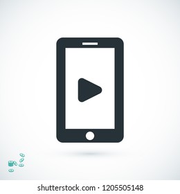 mobile smartphone icon, stock vector illustration flat design style