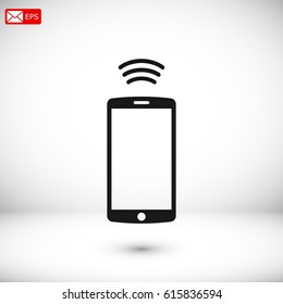 mobile smartphone icon, stock vector illustration flat design style