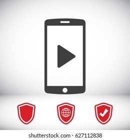 mobile smartphone icon, stock vector illustration flat design style