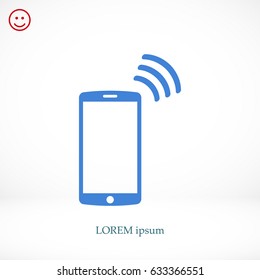 mobile smartphone icon, stock vector illustration flat design style

