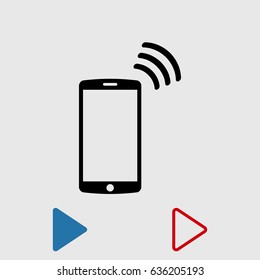 mobile smartphone icon, stock vector illustration flat design style

