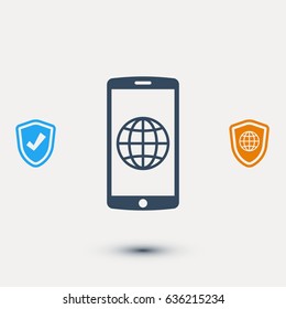 mobile smartphone icon, stock vector illustration flat design style