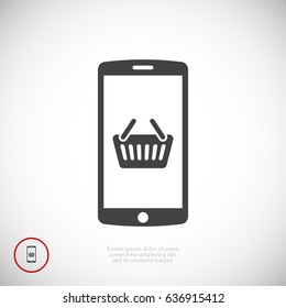 mobile smartphone icon, stock vector illustration flat design style