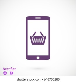 mobile smartphone icon, stock vector illustration flat design style