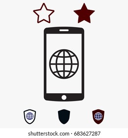 mobile smartphone icon, stock vector illustration flat design style