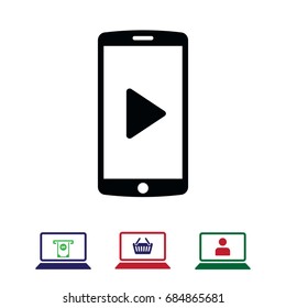 mobile smartphone icon, stock vector illustration flat design style