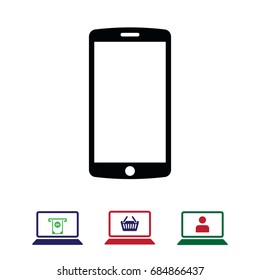 mobile smartphone icon, stock vector illustration flat design style