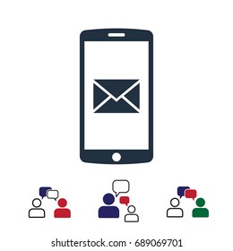 mobile smartphone icon, stock vector illustration flat design style