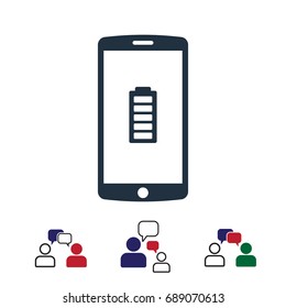 mobile smartphone icon, stock vector illustration flat design style