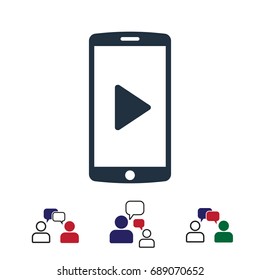 mobile smartphone icon, stock vector illustration flat design style