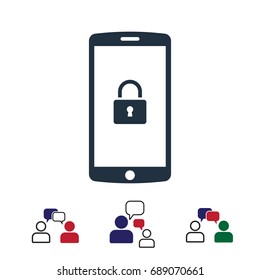 mobile smartphone icon, stock vector illustration flat design style