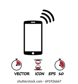 mobile smartphone icon, stock vector illustration flat design style

