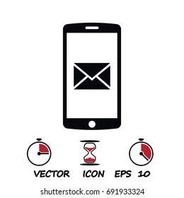 mobile smartphone icon, stock vector illustration flat design style