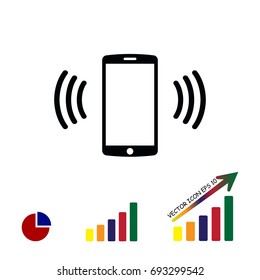 mobile smartphone icon, stock vector illustration flat design style