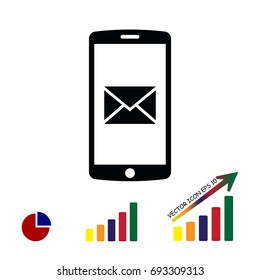 mobile smartphone icon, stock vector illustration flat design style
