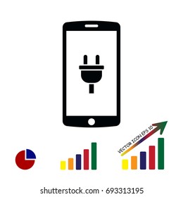 mobile smartphone icon, stock vector illustration flat design style