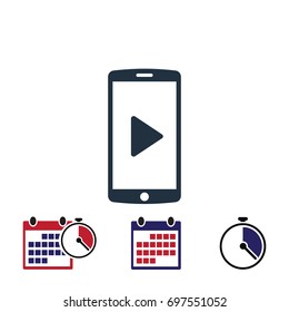 mobile smartphone icon, stock vector illustration flat design style