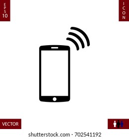 mobile smartphone icon, stock vector illustration flat design style