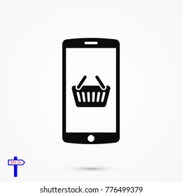 mobile smartphone icon, stock vector illustration flat design style