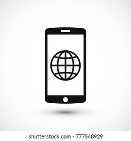 mobile smartphone icon, stock vector illustration flat design style