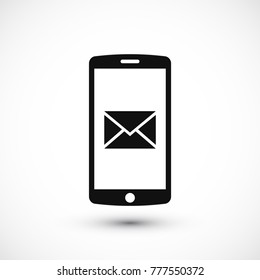 mobile smartphone icon, stock vector illustration flat design style