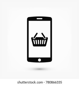 mobile smartphone icon, stock vector illustration flat design style