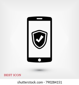 mobile smartphone icon, stock vector illustration flat design style