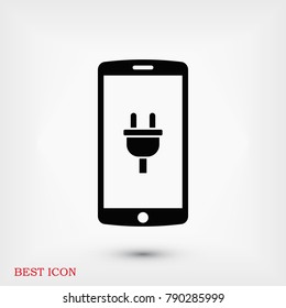 mobile smartphone icon, stock vector illustration flat design style