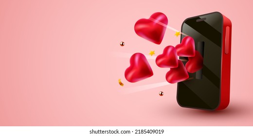 Mobile smartphone with Likes notification. Social media and marketing concept. Vector illustration
