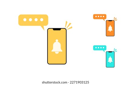 nuevo timbre de notificación de smartphone móvil. Medios sociales y concepto de chateando. Ilustración del vector