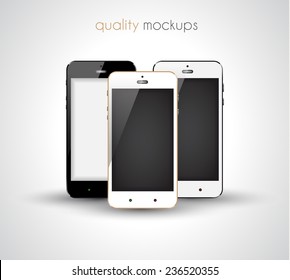 Mobile smartphone realistic collection set of elegant modern style mockups with blank screen isolated and ready to use for games previews, web elements, app presentations and so on.