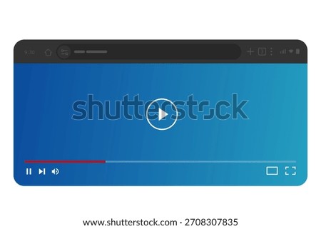 mobile smartphone screen interface landscape view dark mode video player design with playback controls including play button