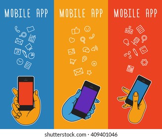 Mobile smartphone template for banner. Vector template of mobile phone screen. 