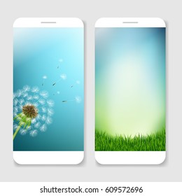 Mobile Smartphones Template With Gradient Mesh, Vector Illustration