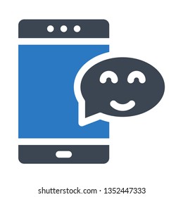 mobile smiley bubble glyph double color