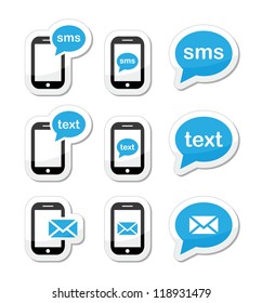 Mobile sms text message mail icons set as labels