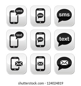 Mobile sms text message mail buttons set