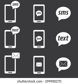 Mobile sms text message mail buttons set