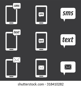 Mobile sms text message mail buttons set . Vector illustration