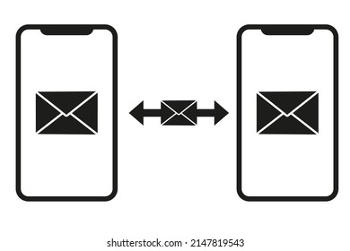 Icono de vector de transferencia de sms móvil. Diseño de iconos SMS. Ilustración del vector