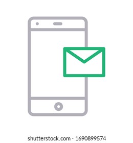 mobile sms  vector color line icon 