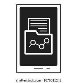 Icono plano de la conexión social móvil del documento de negocios aislado en fondo blanco