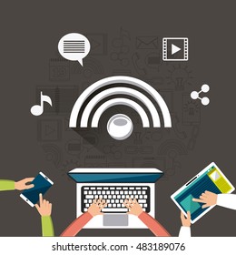 mobile social media flat icons vector illustration design